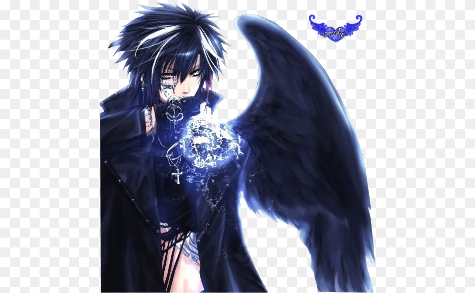 Anime Fallen Angel Male Anime Black Angel Wings, Adult, Wedding, Person, Female Free Png