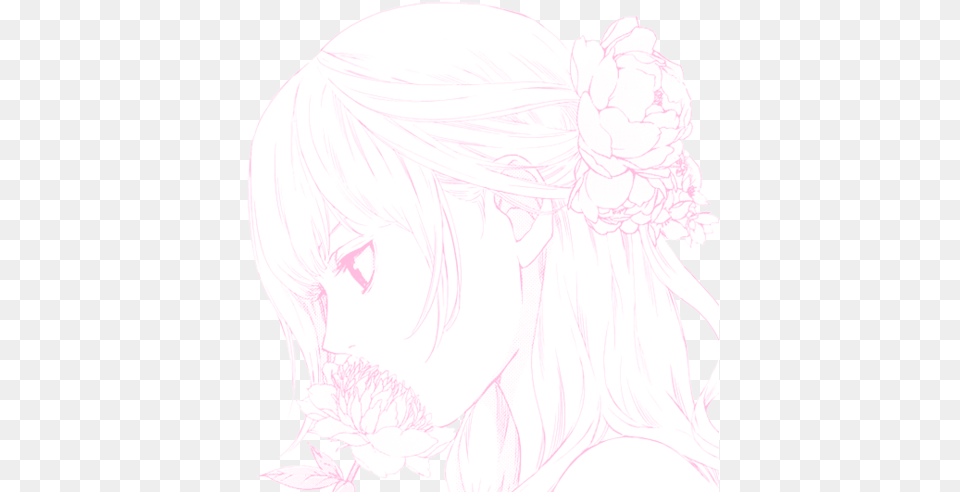 Anime Flower And Girl Image Sketch, Book, Comics, Publication, Baby Free Png Download