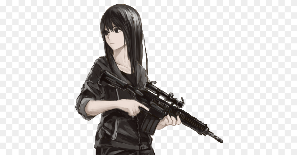 Anime Girl, Adult, Weapon, Rifle, Person Png
