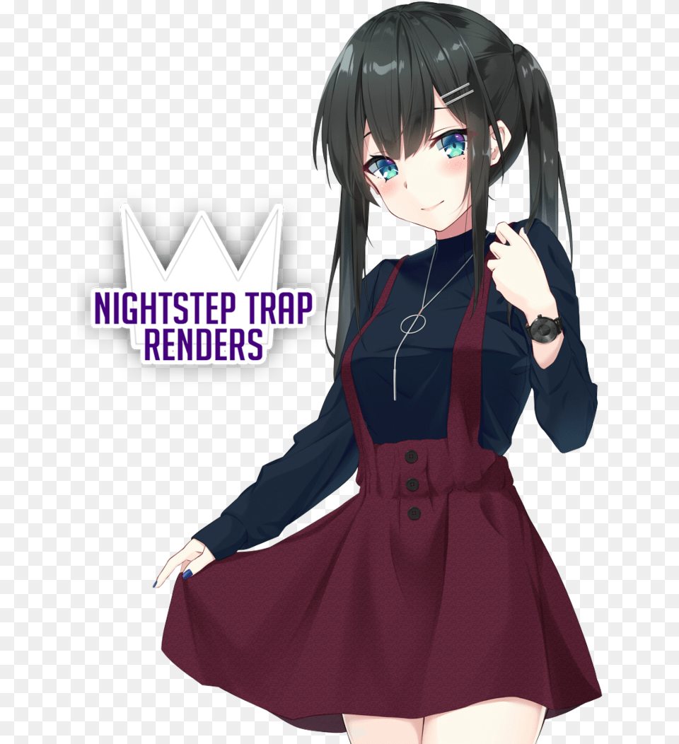 Anime Girl Black Hair Blue Eyes, Adult, Publication, Person, Manga Png Image