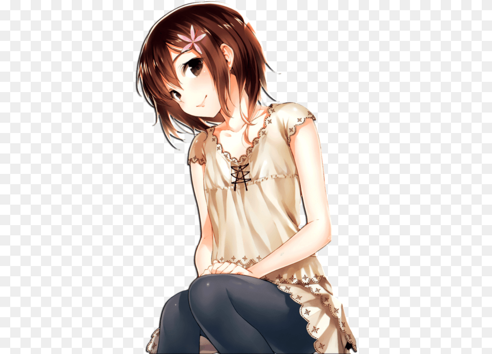 Anime Girl Brown Hair, Adult, Publication, Person, Female Png