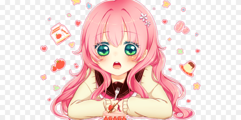 Anime Girl Clipart Birthday Anime Girl Pink Hair, Book, Comics, Publication, Adult Png Image