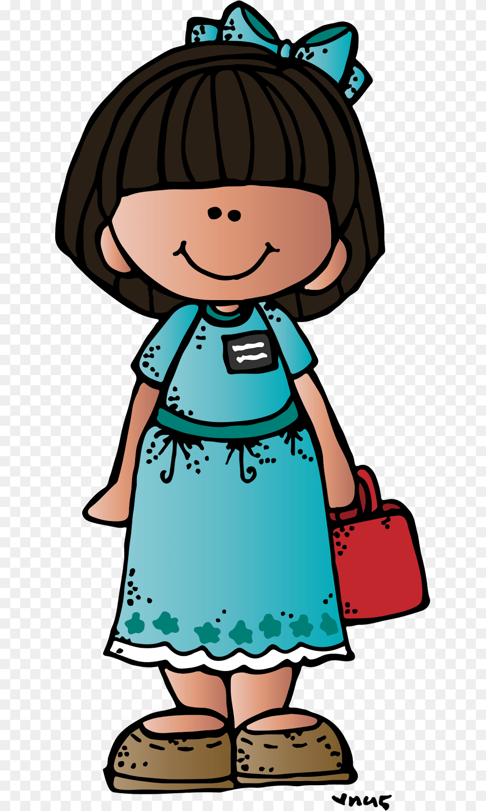 Anime Girl Clipart Happy, Accessories, Dress, Clothing, Bag Free Png Download