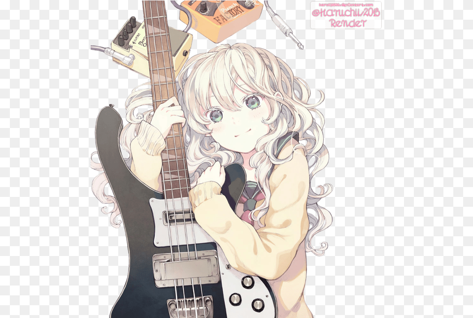 Anime Girl Cute Guitar Happy Music Taguchi Shouichi, Publication, Book, Comics, Person Free Png