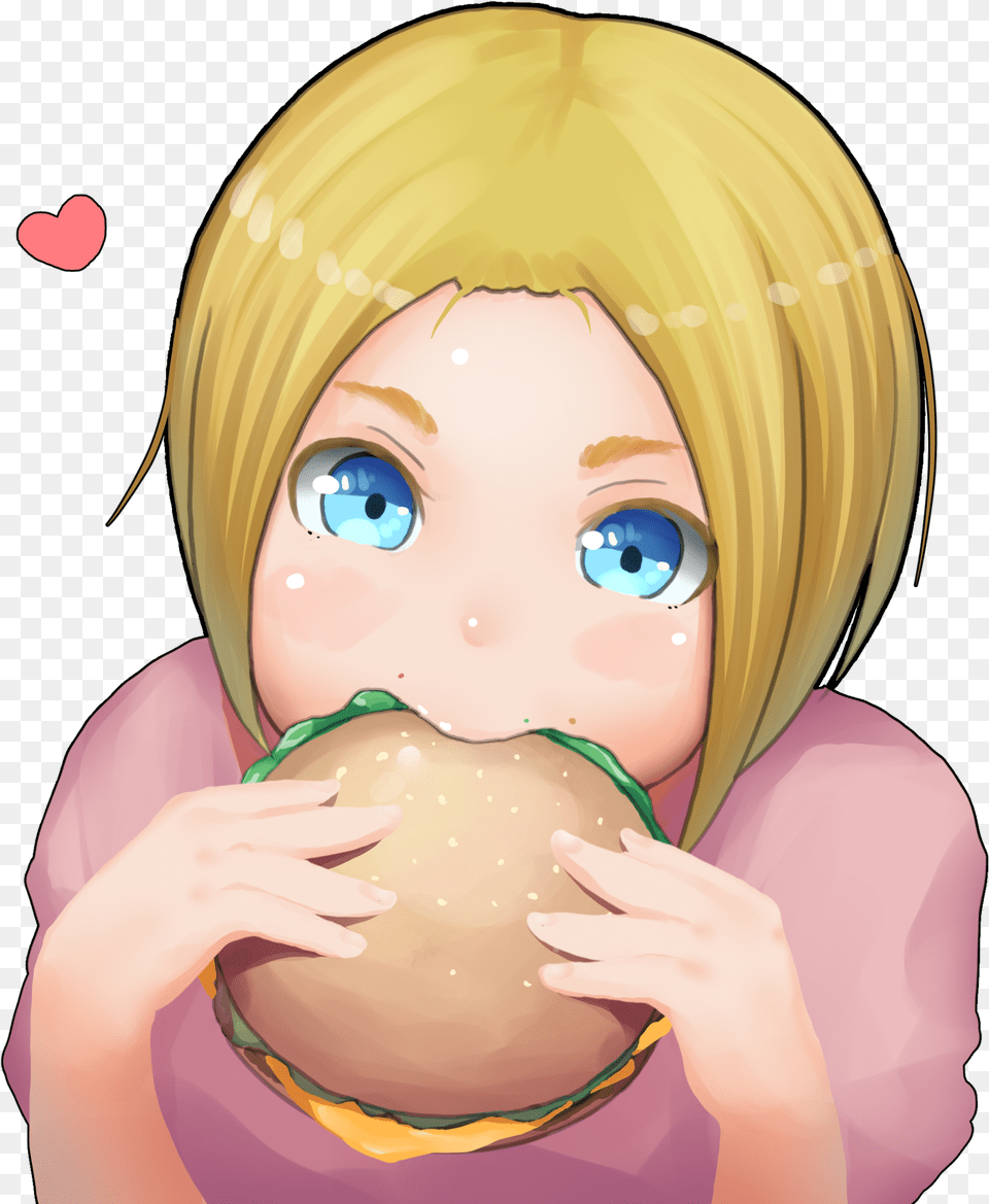 Anime Girl Eating Burger Image For Anime Girl Eating Burger, Baby, Person, Face, Food Free Png Download