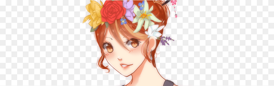 Anime Girl Flower Crown Pictures Anime Girl Flower Cartoon, Woman, Adult, Person, Female Png Image