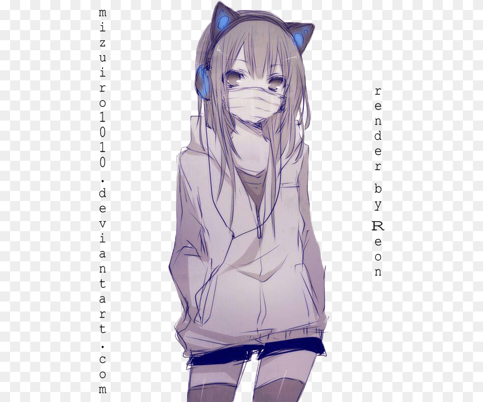 Anime Girl Headphones Cat Image Anime Girl With Jacket, Publication, Book, Comics, Adult Png