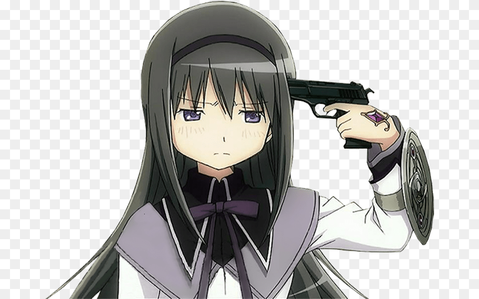 Anime Girl Holding Gun Anime Gun To Head, Book, Comics, Publication, Firearm Free Png Download