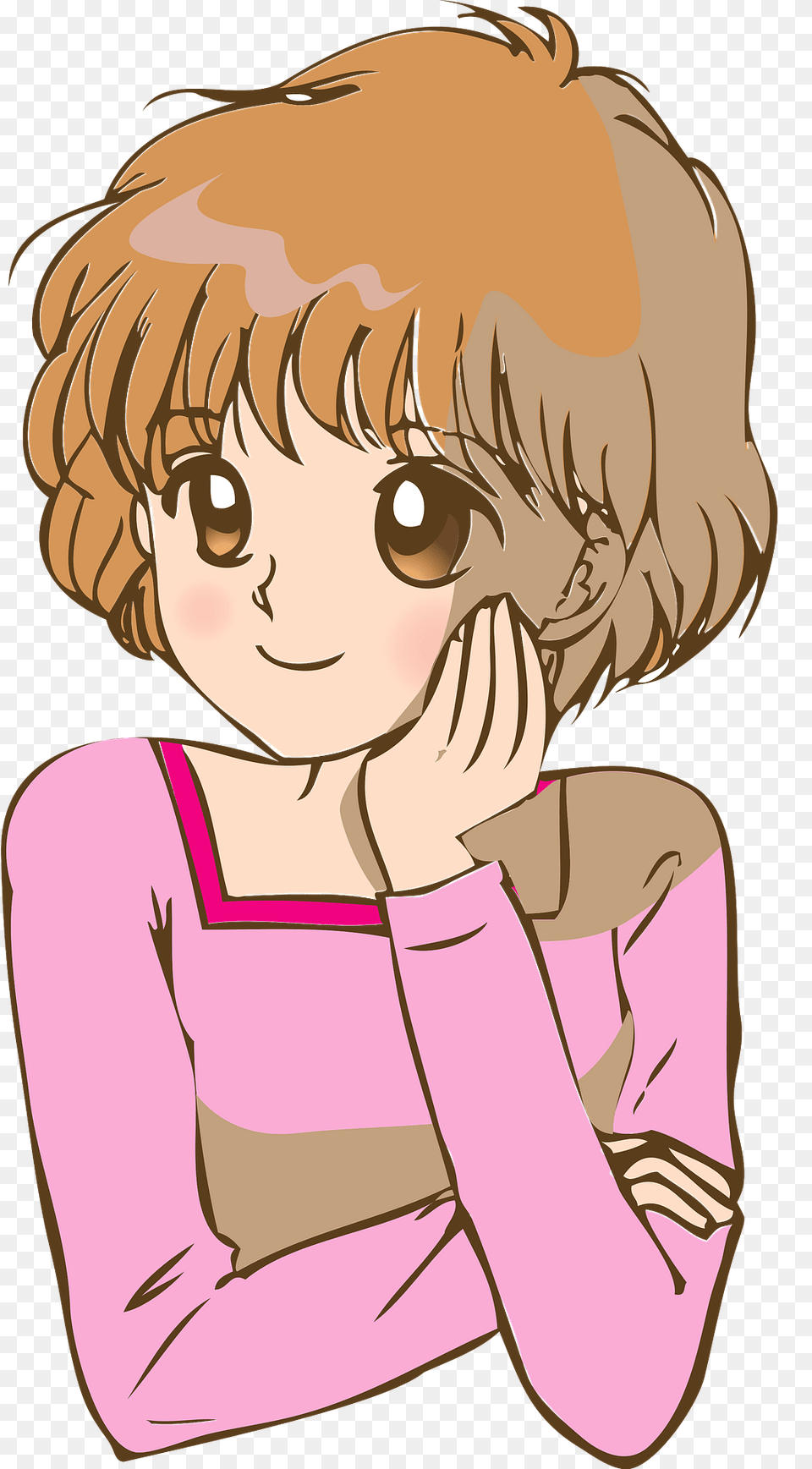 Anime Girl In A Pink Shirt Clipart, Book, Comics, Publication, Baby Png