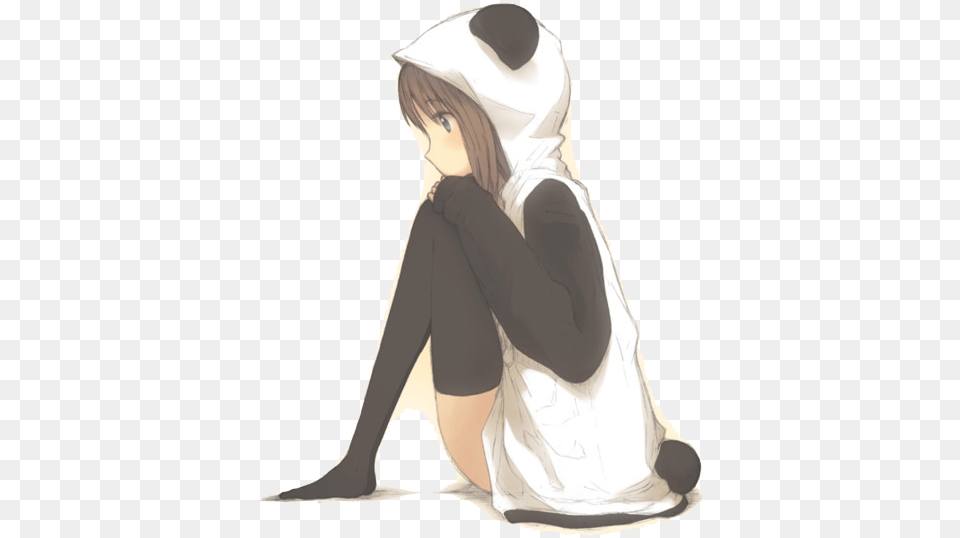 Anime Girl In Panda Hoodie, Fashion, Adult, Person, Female Png Image