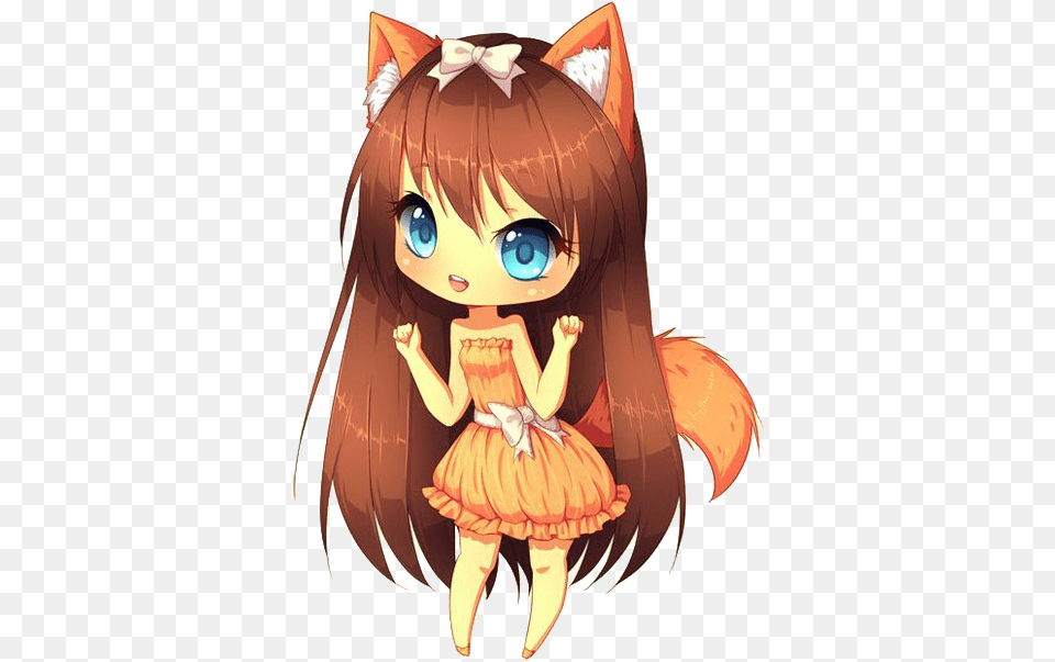 Anime Girl Kawaii Chibi Fox Girl, Book, Comics, Publication, Baby Png