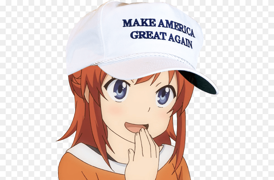 Anime Girl Make Anime With Hat Make America Great Again, Baseball Cap, Cap, Clothing, Baby Png