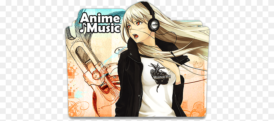 Anime Girl Music Icon Transparent Background Anime Music Folder Icon, Book, Comics, Publication, Manga Png Image