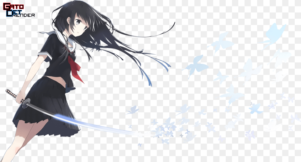 Anime Girl Sword, Book, Comics, Publication, Weapon Free Png Download