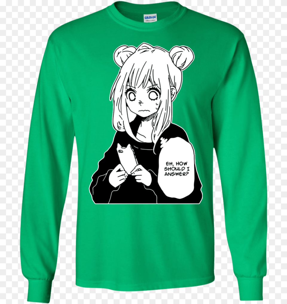 Anime Girl Texting Hot Fashion Ls T Anime Girl Shirt, Publication, Book, Clothing, Comics Free Png Download