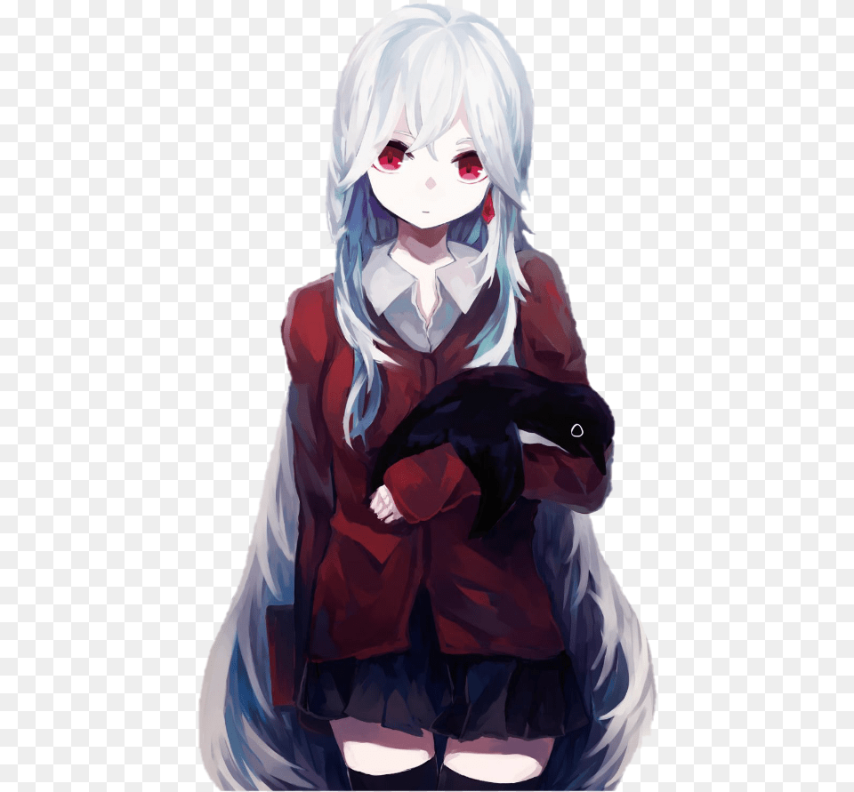 Anime Girl White Hair Red Eyes, Publication, Book, Comics, Adult Free Transparent Png