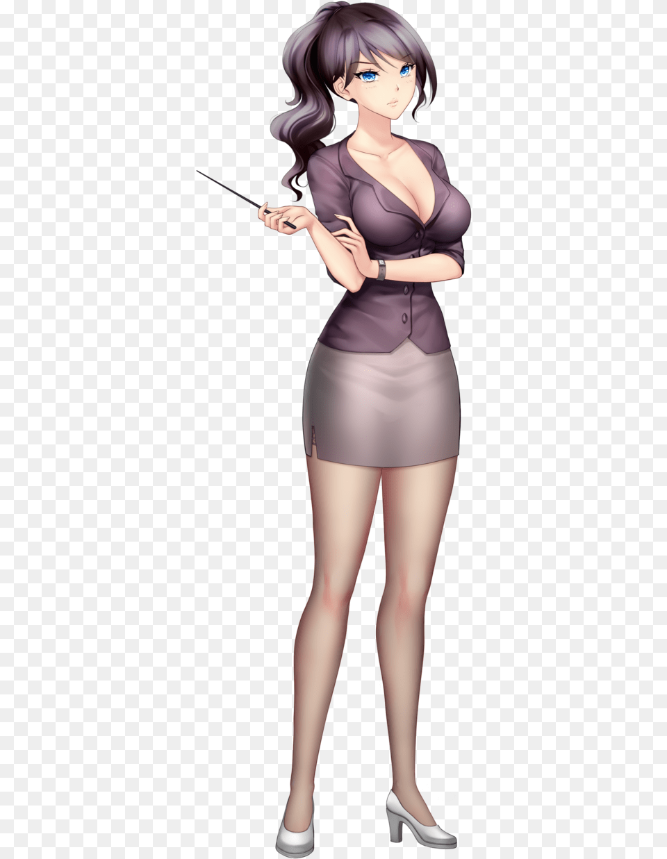 Anime Girl With Black Hair And Blue Eyes Anime Girl With Black Hair And Blue Eyes Work Outfit, Adult, Publication, Person, Female Png Image