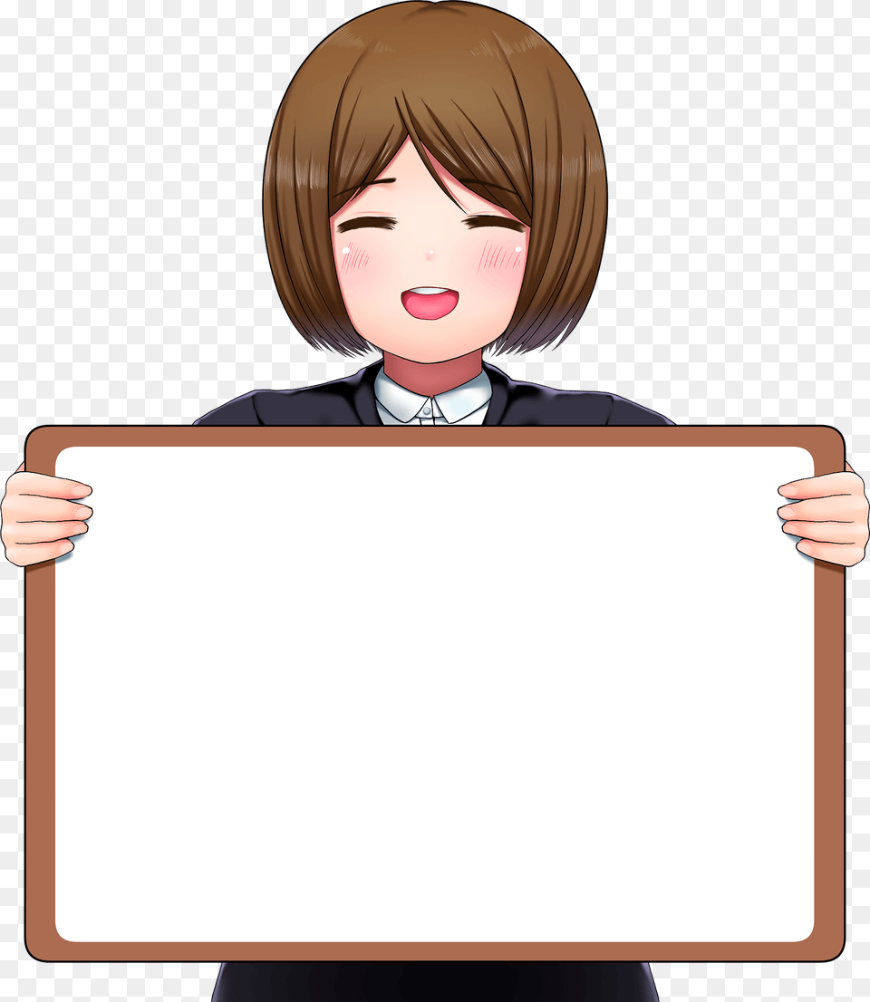 Anime Girl With Blank Board Clipart, White Board, Photography, Book, Comics Free Png Download