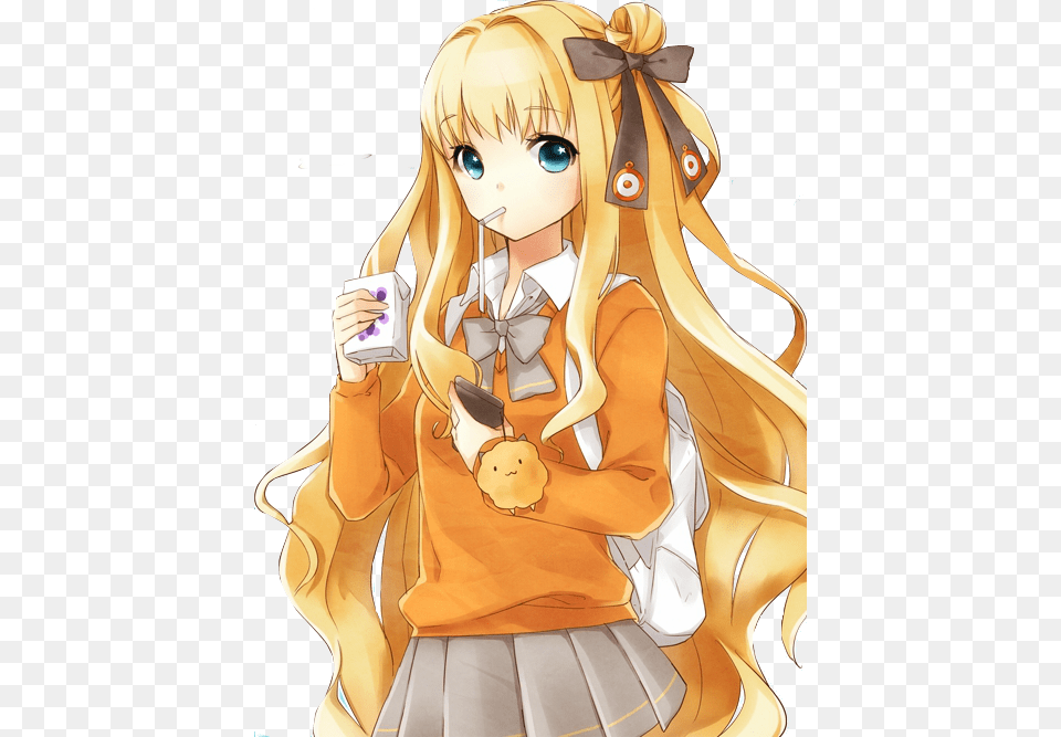 Anime Girl With Blonde Hair, Book, Comics, Publication, Baby Png Image