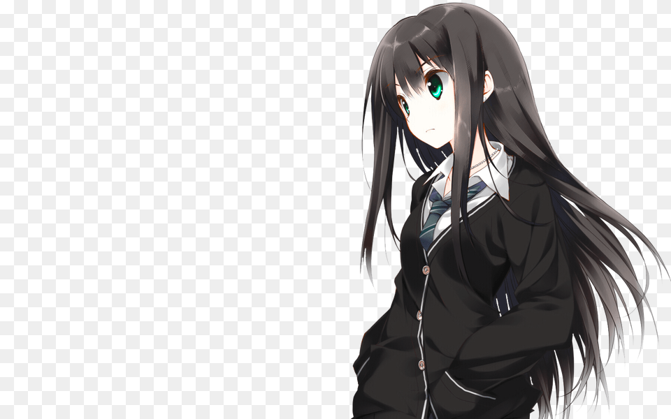Anime Girl With Brown Hair 3 Image Anime Girl Black, Publication, Book, Comics, Adult Free Png Download