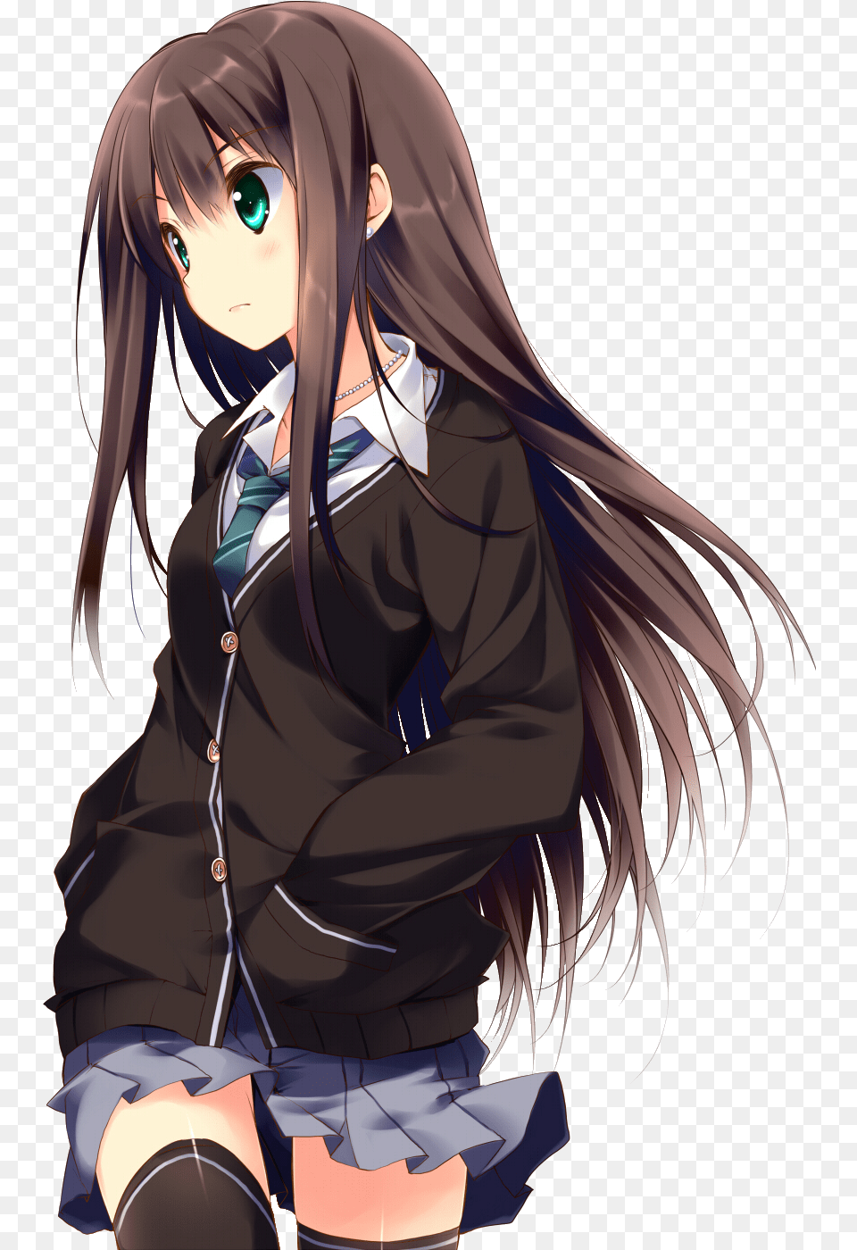 Anime Girl With Brown Hair And Blue Eyes Anime Girl Brown Hair Blue Eyes, Publication, Book, Comics, Adult Png Image
