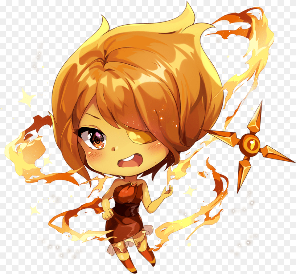 Anime Girl With Brown Hair Anime Girl On Fire, Book, Comics, Publication, Baby Png Image