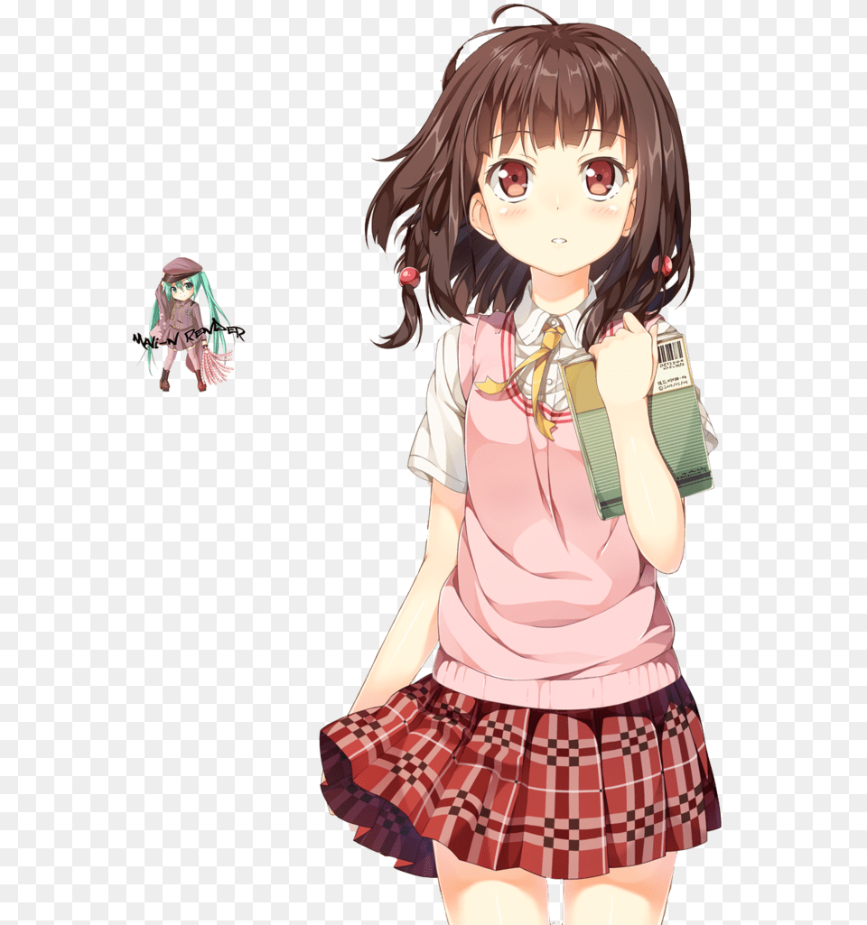 Anime Girl With Brown Hair Drawing Anime Girl Student Anime Student Girl Drawing, Comics, Book, Publication, Child Free Transparent Png