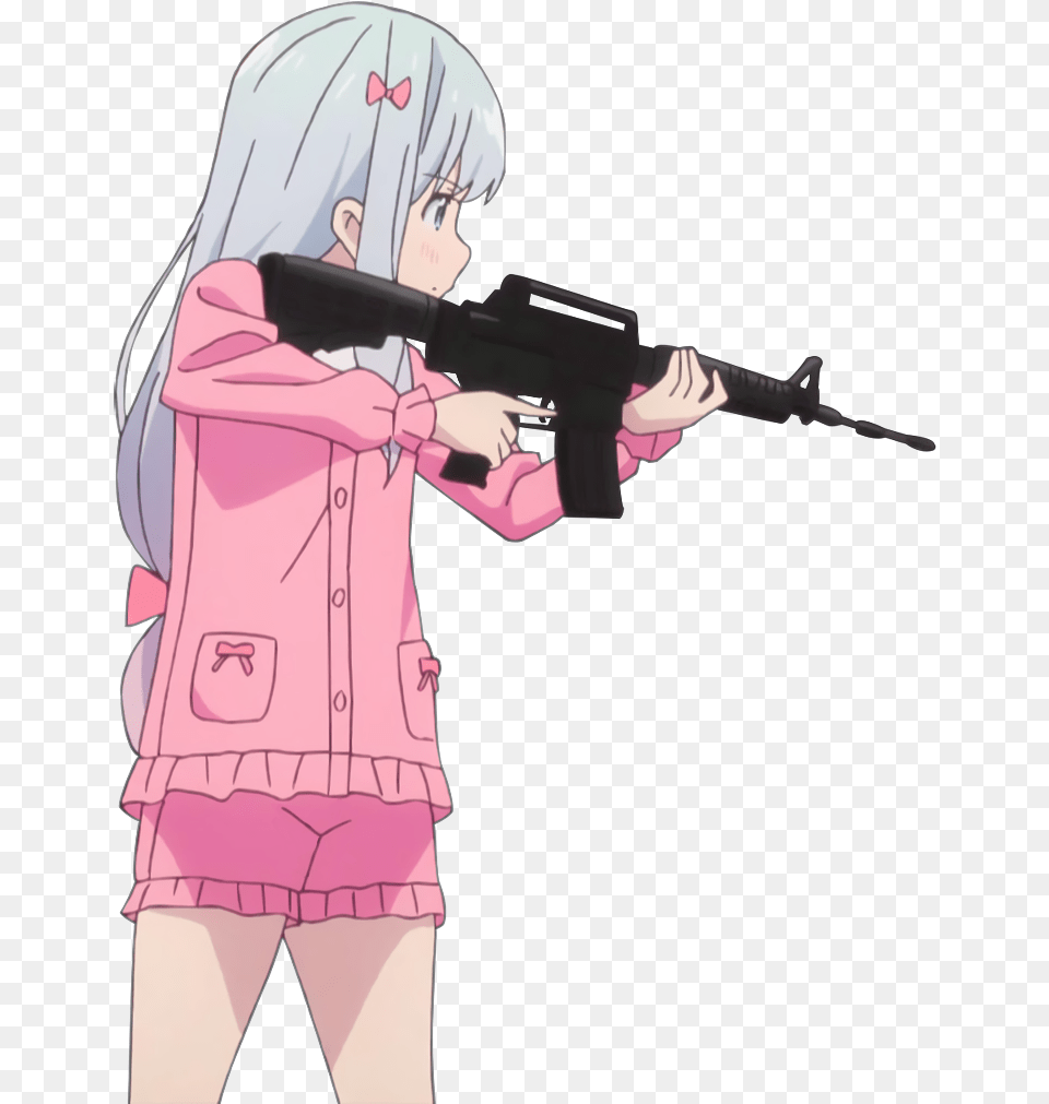 Anime Girl With Gun Meme, Book, Comics, Publication, Weapon Free Transparent Png