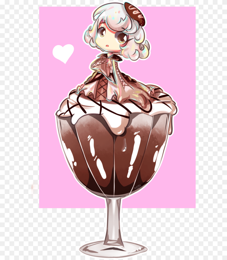 Anime Girl With Mocha Frappuccino, Cream, Dessert, Ice Cream, Food Png