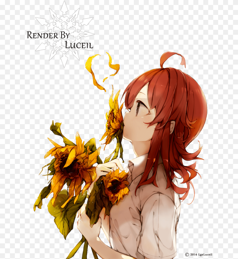 Anime Girl With Red By Lgeluceil On Ginger Hair Anime Girl, Publication, Book, Comics, Plant Png