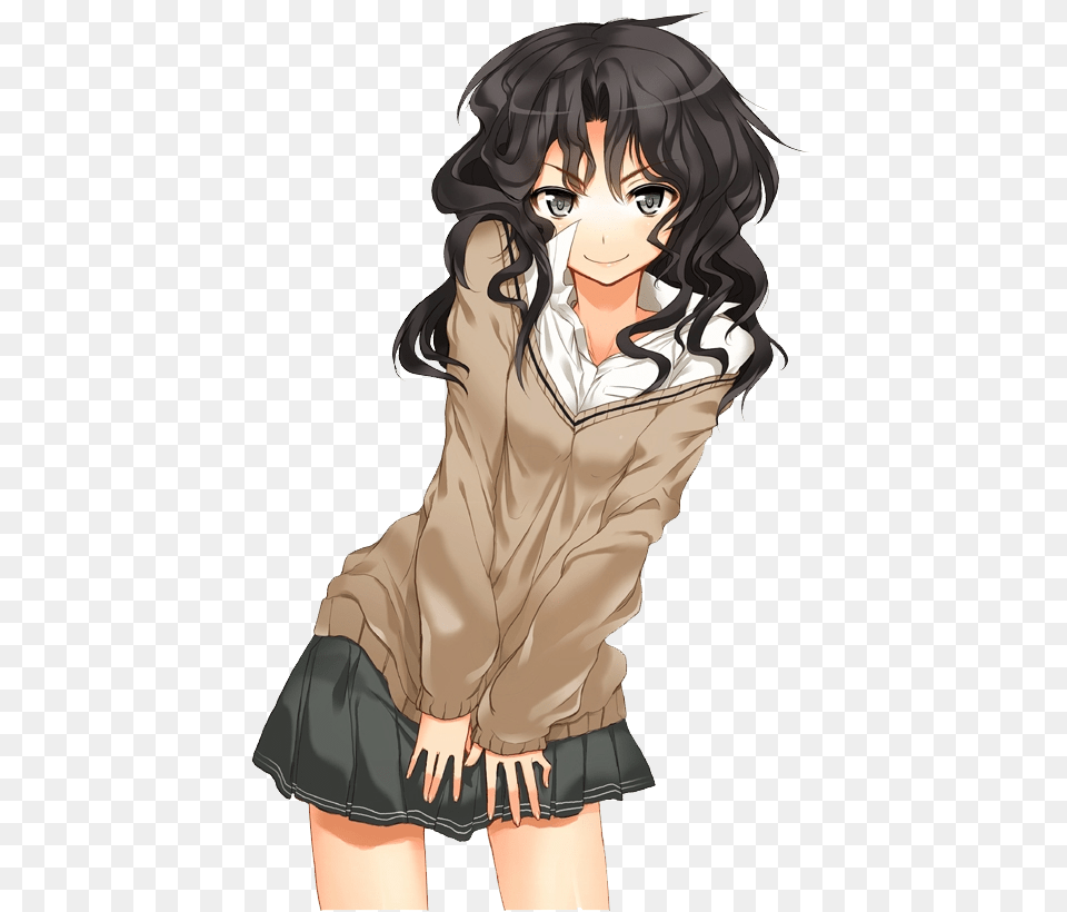 Anime Girl With Wavy Hair Cute Black Anime Girl, Publication, Book, Comics, Adult Free Transparent Png