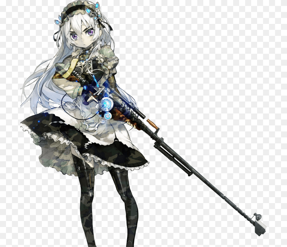 Anime Girl With White Hair And Sniper, Book, Comics, Publication, Adult Free Png