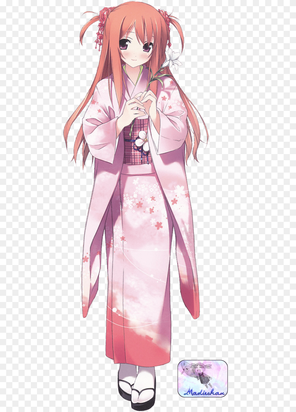 Anime Girl With Yukata, Robe, Publication, Person, Gown Free Png Download