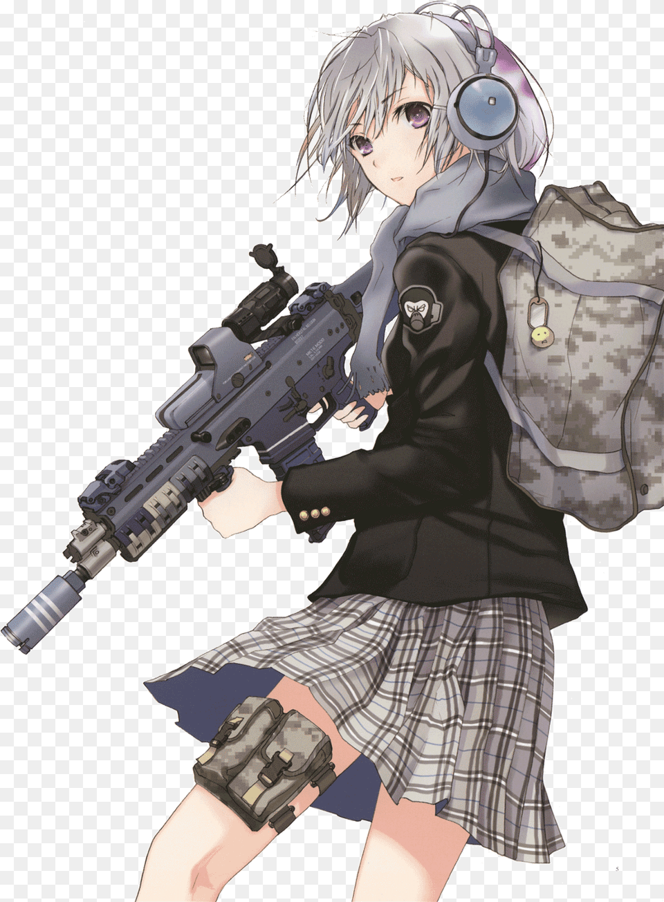 Anime Gun Anime Girl Fighters Guns, Book, Clothing, Comics, Skirt Free Png Download