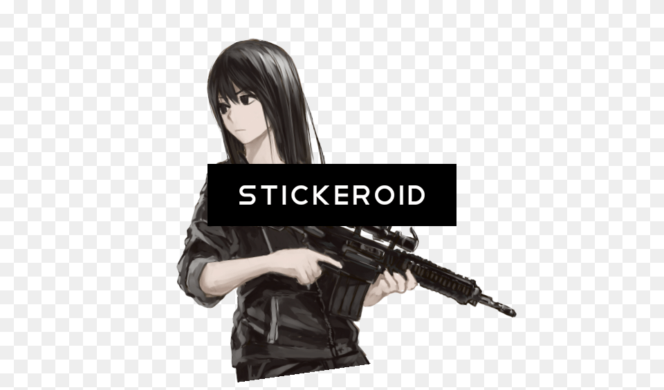 Anime Gun Anime Girl Gun, Firearm, Book, Weapon, Rifle Free Transparent Png