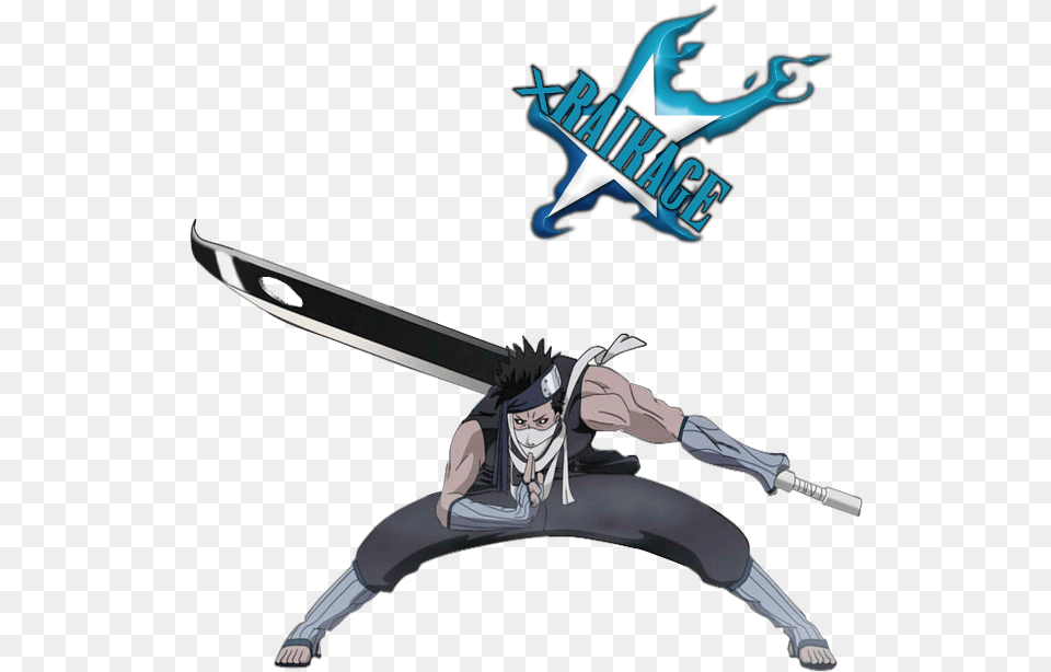 Anime Guy Blue Hair Render, Weapon, Sword, Book, Publication Free Png Download