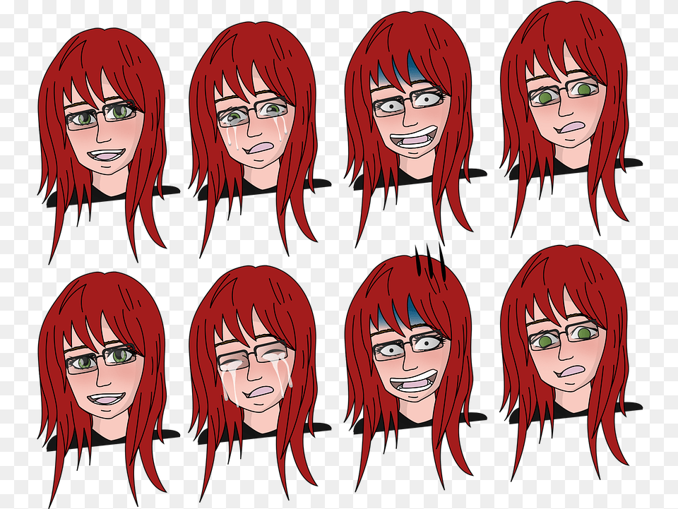Anime Head Funny Face Fun Portrait Glasses Happy Anime Golova, Woman, Publication, Person, Female Free Png Download