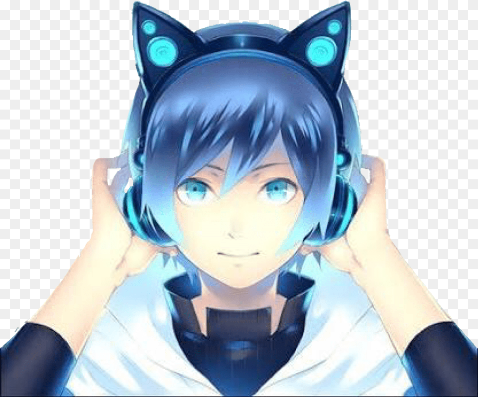 Anime Headphones Cat Ear Headphone Anime, Publication, Book, Clothing, Comics Free Transparent Png