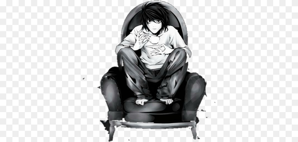 Anime L Deathnote Death Note Anime Death Note Sticker, Book, Comics, Publication, Furniture Png Image