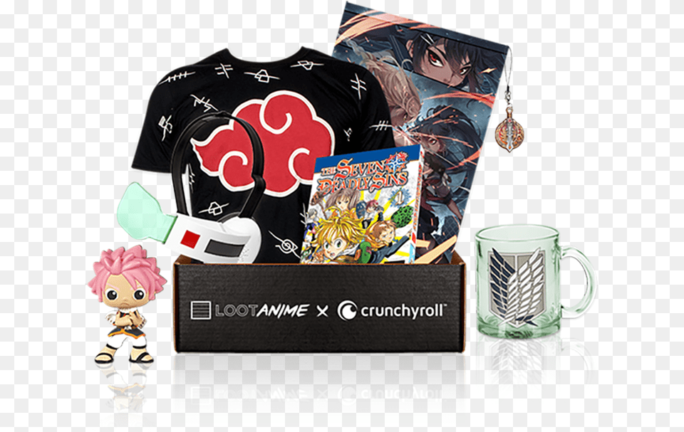 Anime Loot Crate Free Loot Anime, T-shirt, Clothing, Book, Cup Png Image