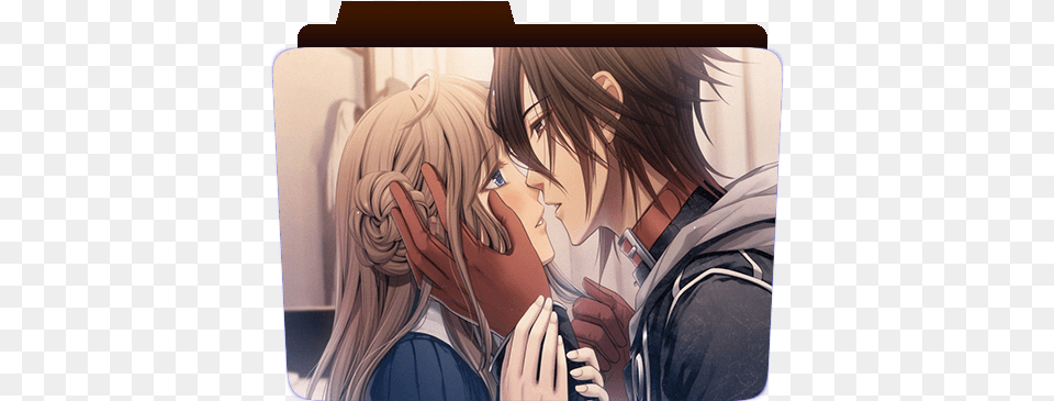 Anime Love Kiss Cute Folder Brown Hair And Brown Eyes Couple, Book, Comics, Publication, Adult Free Png