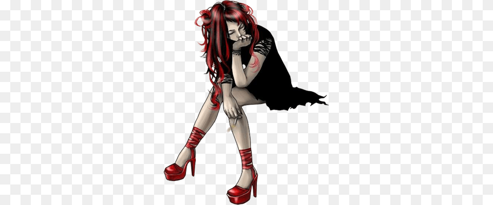 Anime Manga Anime Gothic Doll Girl Anime Goth, High Heel, Shoe, Clothing, Footwear Free Transparent Png