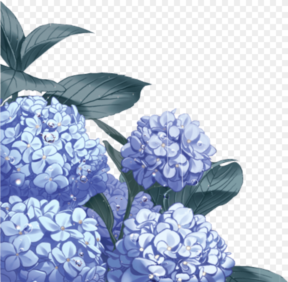 Anime Manga Blue Flowers Sticker By Nanamey Anime Blue Flower, Plant, Art, Graphics, Pattern Free Transparent Png