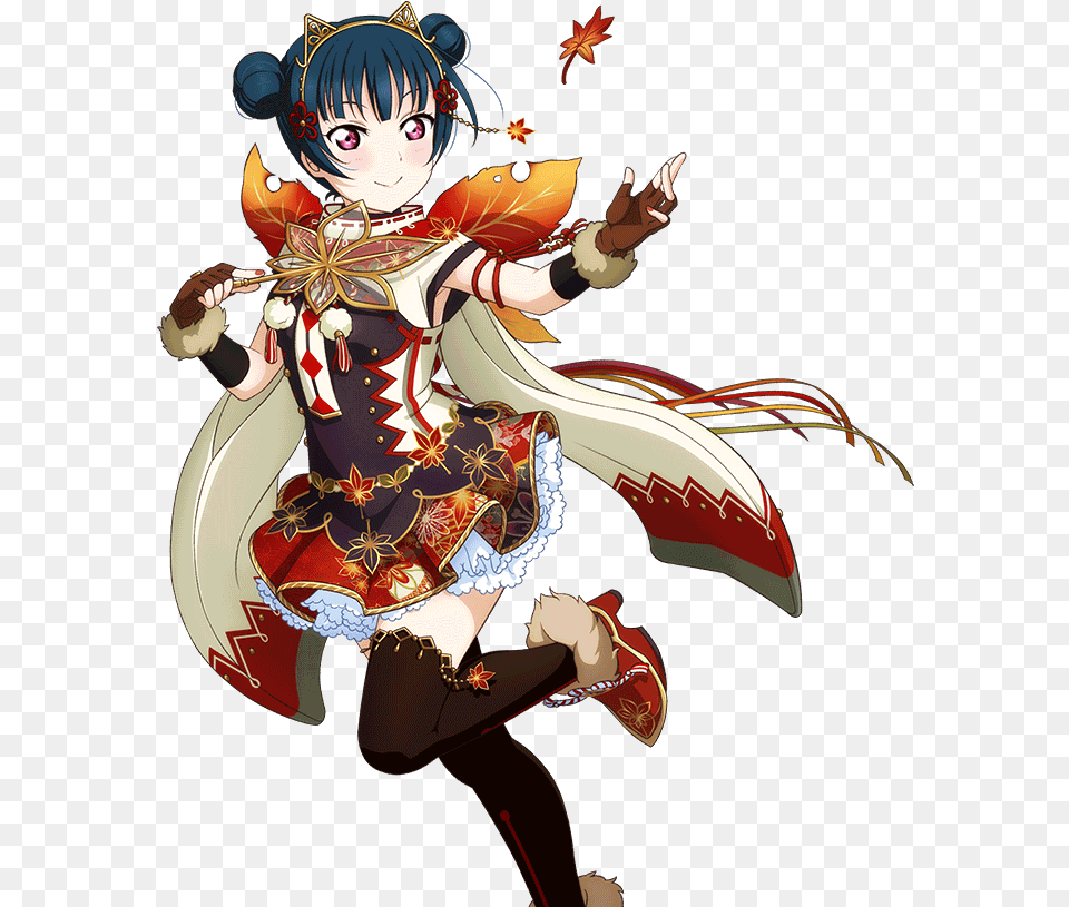 Anime Manga Girl Cute Kawaii Autumn Fall Leaves Love Live Autumn Costume, Book, Comics, Publication, Person Free Png Download