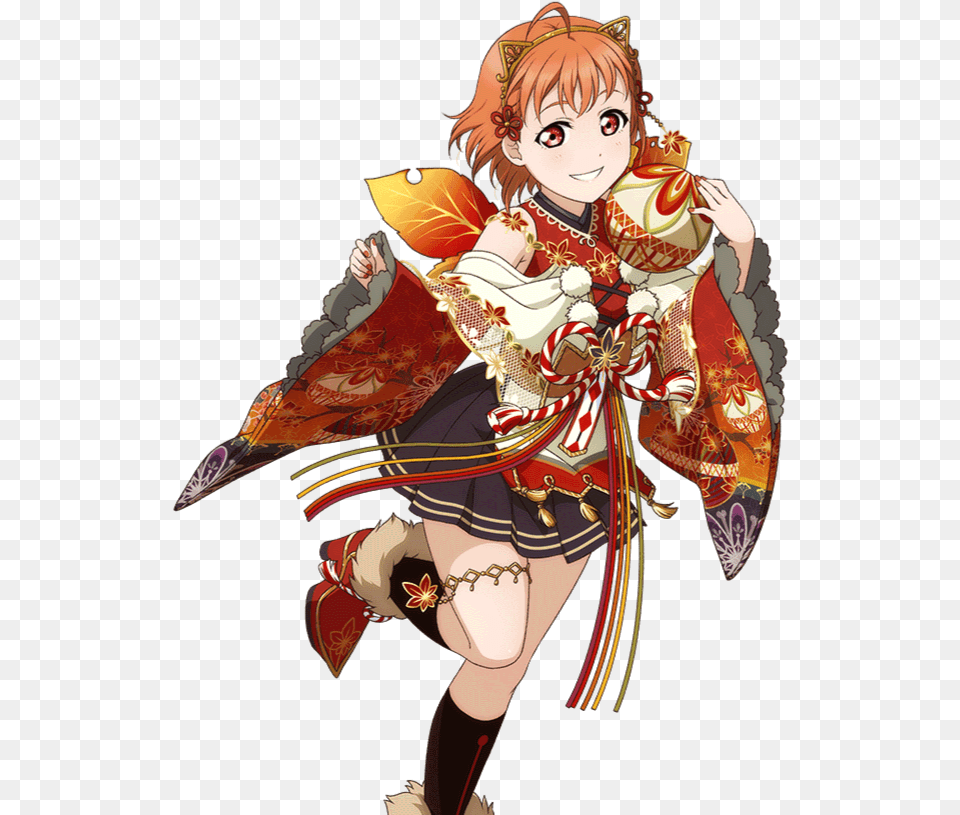 Anime Manga Girl Cute Kawaii Autumn Fall Leaves Love Live Chika Cosplay, Gown, Formal Wear, Fashion, Publication Free Png Download