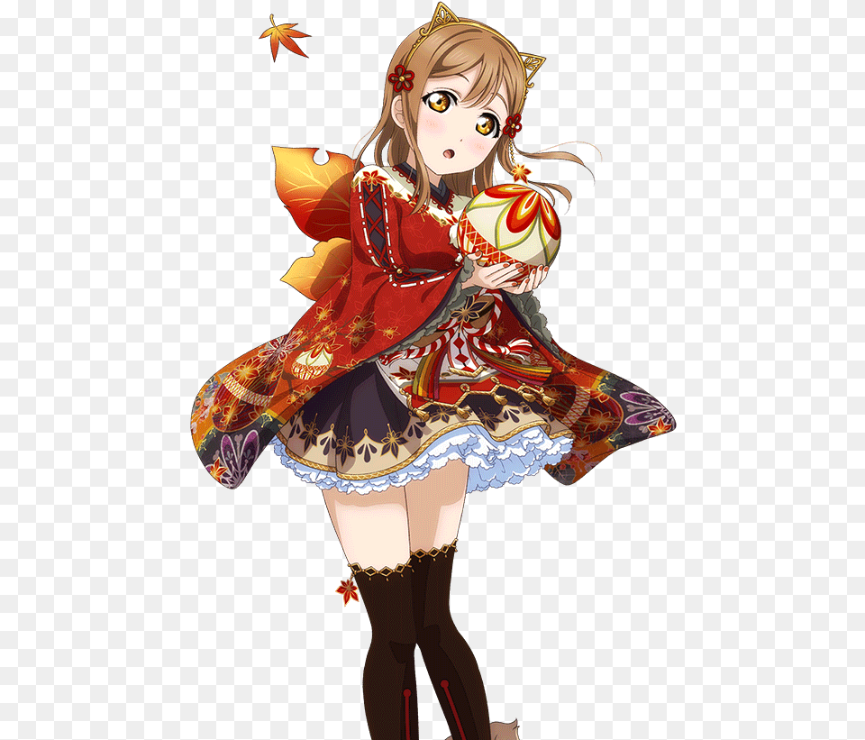 Anime Manga Girl Cute Kawaii Autumn Fall Leaves Love Live Hanamaru Cosplay, Fashion, Publication, Book, Clothing Free Png