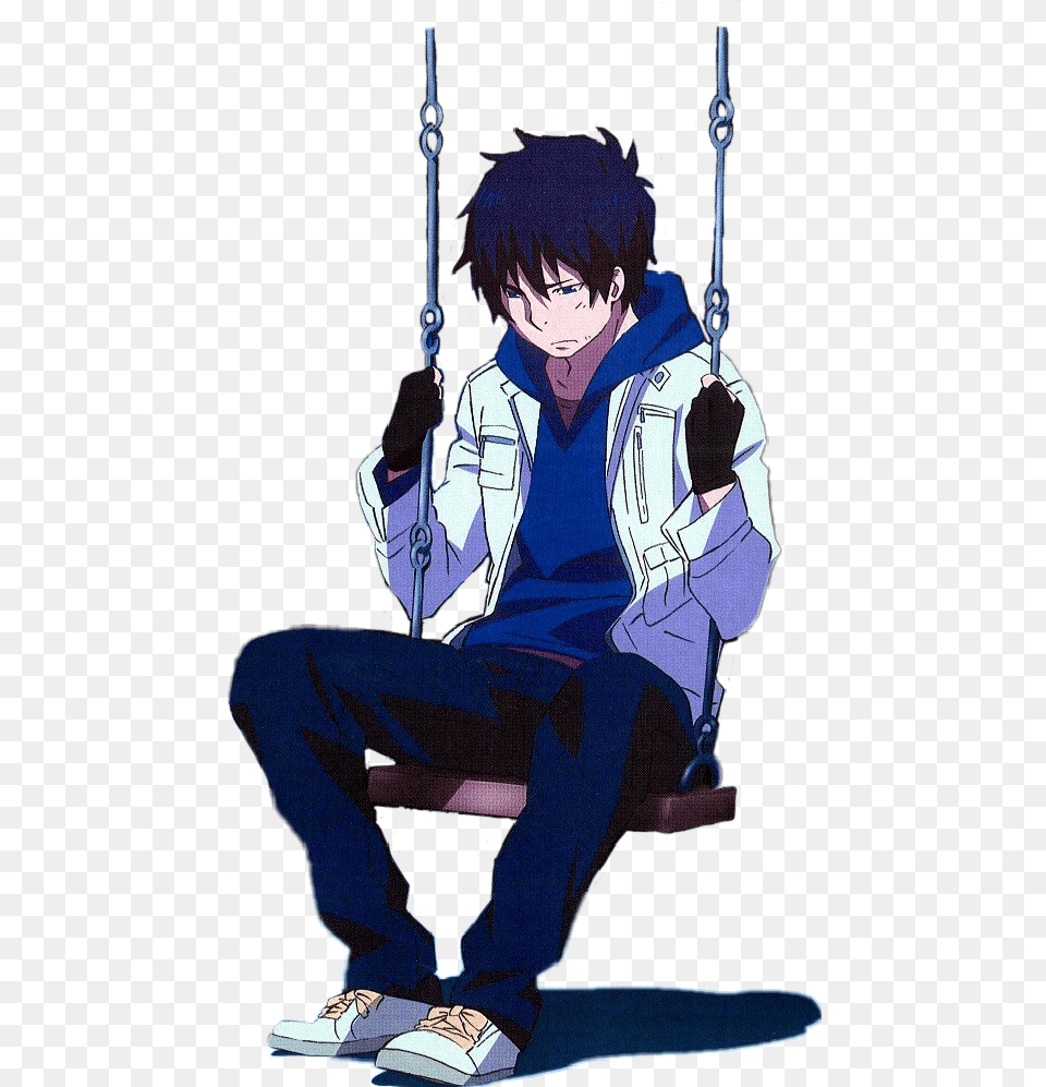 Anime Manga Rin Okumura Aonoexorcist Blueexorcist Cute Blue Exorcist Rin, Person, Book, Publication, Comics Png Image