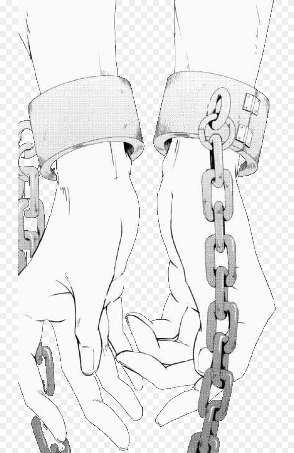 Anime Manga White Blackandwhite Handcuffs Prisoner Handcuffs Anime, Baby, Person Free Png Download