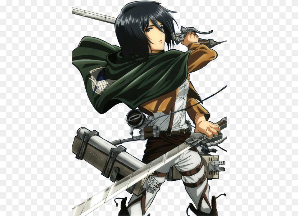 Anime Mikasa And Attack Attack On Titan Mikasa Ackerman Transparent Background, Book, Comics, Publication, Adult Free Png