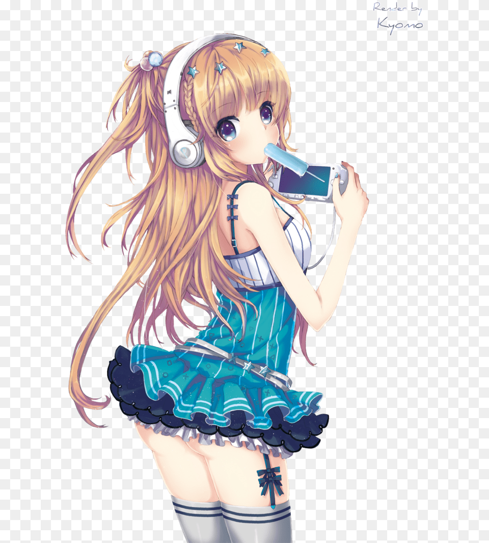 Anime Music Anime Headphone Girl Render, Book, Manga, Publication, Comics Free Png Download